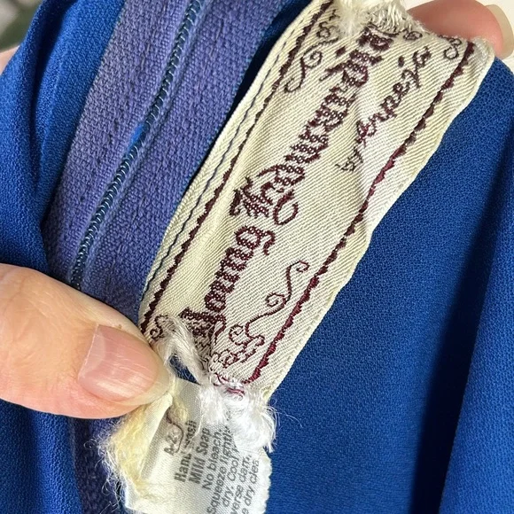 Vintage 70’s Young Edwardian Royal Blue Angel Sleeve Sheer Midi Dress - Picture 14 of 14